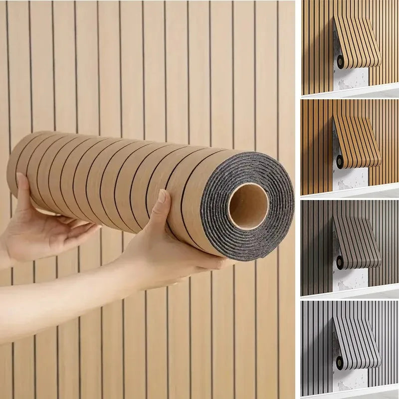 Self-Adhesive Wood-Effect Acoustic Wall Panel – 230×60 cm Roll